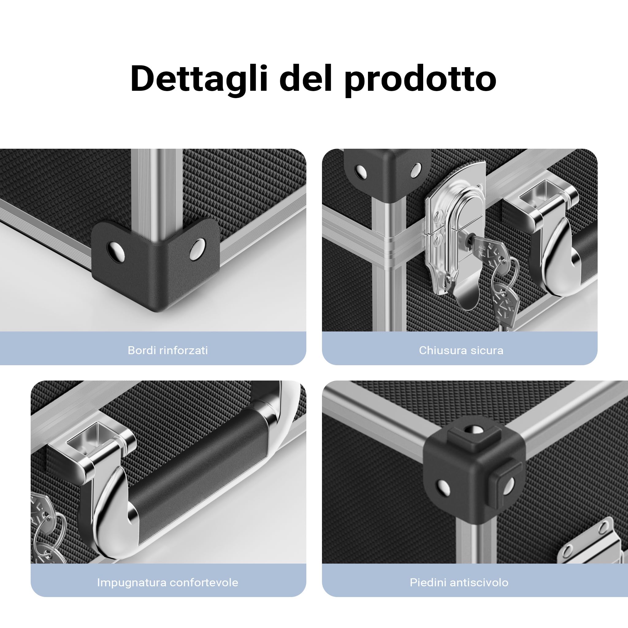 Wiltec Valigetta Portattrezzi Alluminio 32x23x16cm Argento