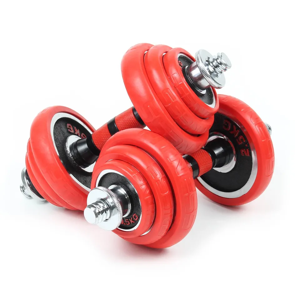 Wiltec Set Manubri 20 kg 2in1 Bilanciere 12 Dischi 30mm