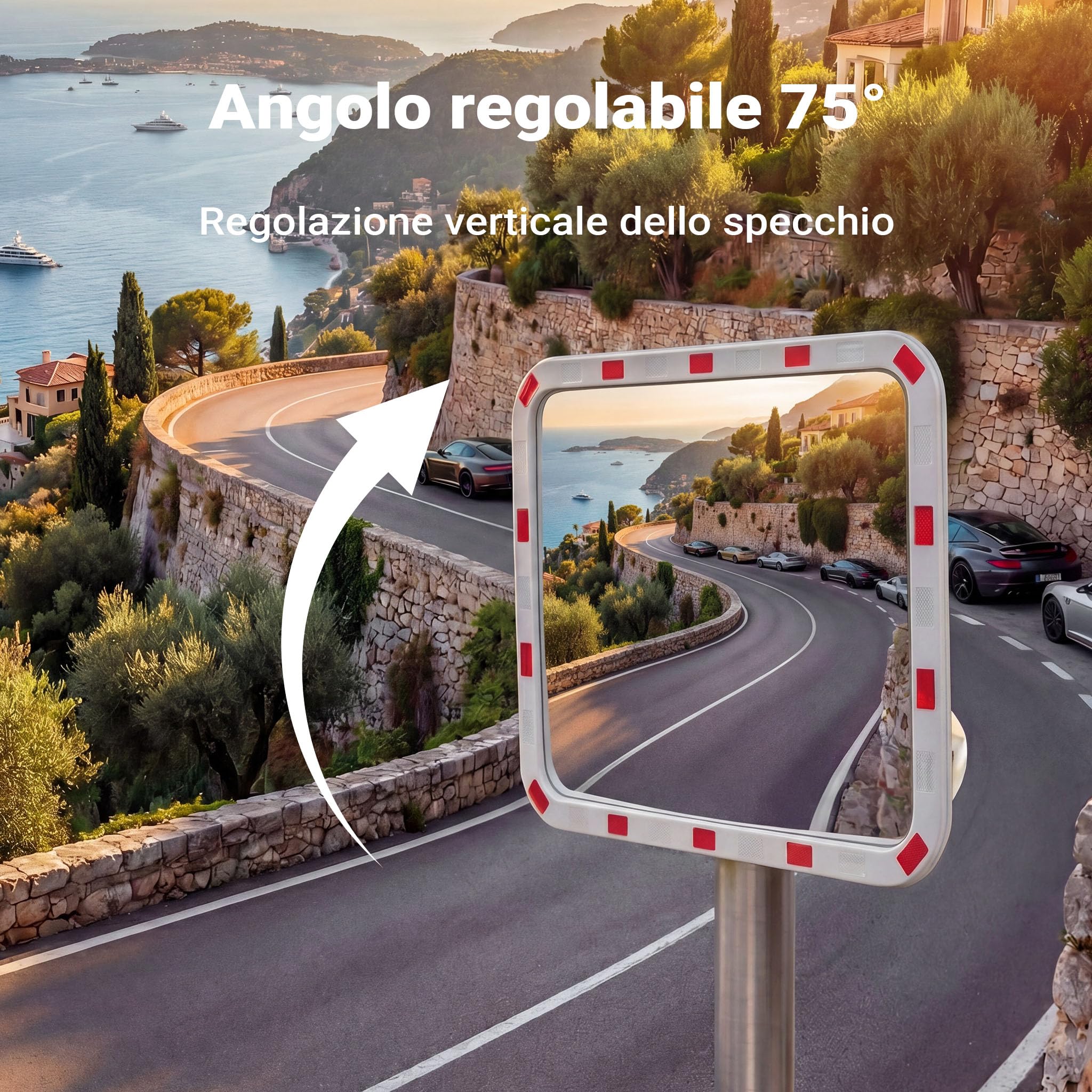 Wiltec Specchio Stradale 70x90 cm Convesso Infrangibile