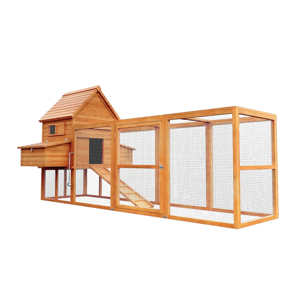 Wiltec Pollaio in Legno 310x150x150 cm Marrone con Recinto